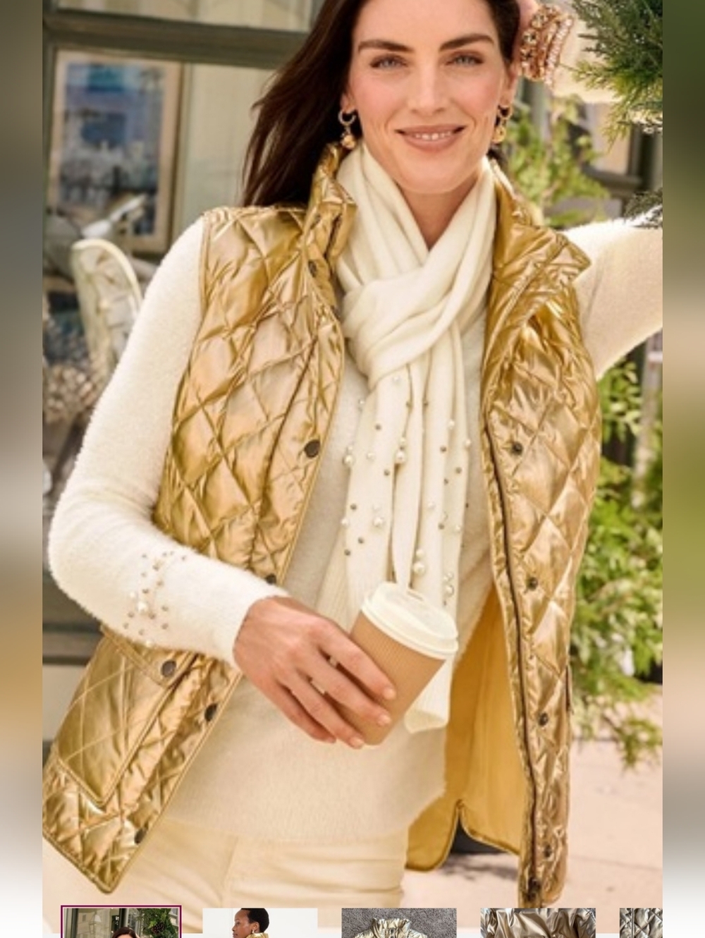 TALBOTS QUILTED DOWN PUFFER VEST METALLIC GOLD. NWT.  UNOPENED PACKAGE